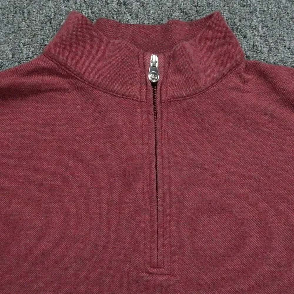 Peter Millar Pullover Mens Medium Red Interlock Ottoman Quarter Zip Sweater